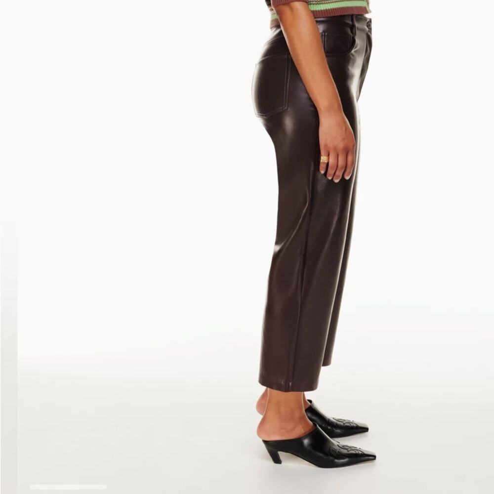 Wilfred Melina Cropped Faux Leather Pants Rich Mocha Size 12 - Picture 10 of 13